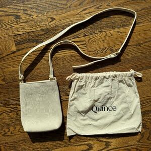 Quince NEW Italian Pebbled Leather Phone Crossbody Mini Bag Off-White Cream